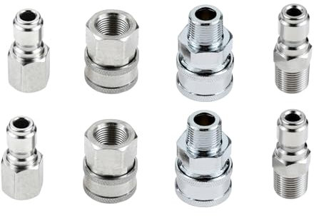ETERMETA Hochdruckreiniger-Armaturen und Adapter, 4 Sets NPT 3/8 Zoll Edelstahl männlich & weiblich Schnellverbinder Kit, Hochdruckreiniger Adapter Schlauch Schnellverbinder (Innen- & Außengewinde)