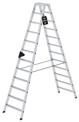 PROREGAL Stufen-Stehleiter | beidseitig begehbar | 2x12 Stufen | Leiter, Teleskopleiter, Trittleiter, Bockleiter, Sprossen-Doppelleiter