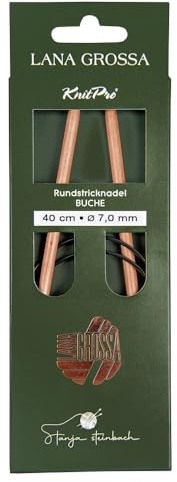 Lana Grossa Rundstricknadel Buche | nachhaltig & beliebt | leicht & robust | glatte Holzoberfläche | angenehmes Stricken mit rutschigem Garn | verschiedene Größen - 40/8,0
