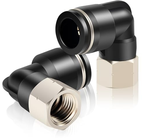 TAILONZ PNEUMATIC Codo Hembra 10mm Tubo OD x 3/8 Pulgada BSP Rosca Conectar PLF10-03(Pack de 2)