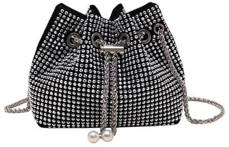 TOFBS Bolso Clutch Mujer Fiesta Pedrería Brillante Cadena Plateada Bolsos de Mano Elegante Clutches Boda Ceremonia Noche