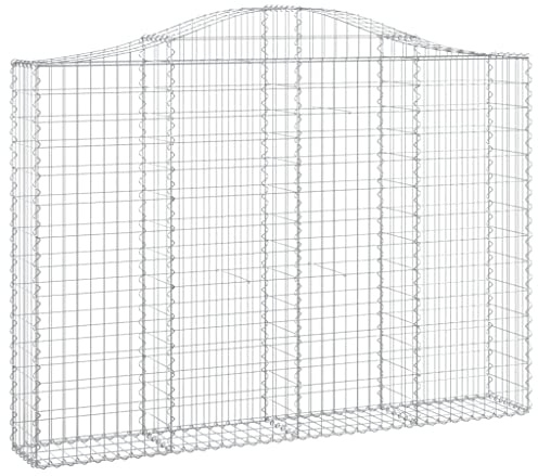 vidaXL Arched Gabion Baskets - Galvanised Iron Wire Stone Cages for Garden Decor, Stability and Soundproofing, 200x30x140/160cm, Silver