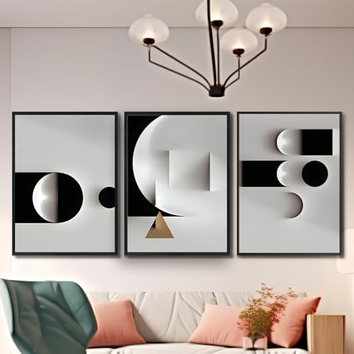 KAIDAARTLH Abstrait Géométrique Tableau sur Toile, Peintures Modernes Abstrait Ligne, Impression sur Toile, Nordique Peintures Modernes Salon Chambre à Coucher, Sans Cadre(A,3x30x40cm)