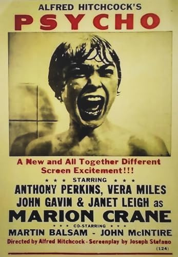 KUSTOM ART Poster Decorativo da Parete Serie Locandine Film Celebri (Psycho Alfred's Hichhock) Stampa Artistica su Carta Patinata 42x30 cm Senza Cornice