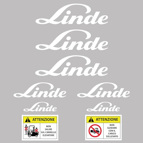 PUMU ADESIVI LINDE PER CARRELLO ELEVATORE MULETTO DECALCOMANIA H35D E25 E20 E60 E80 H40 (BIANCO)