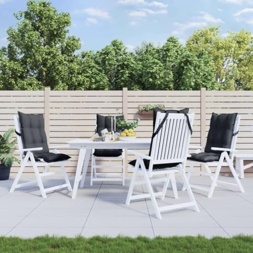 Rantry Hochlehner-Auflagen 4 STK. Sitzkissen für Gartenstühle Gartenstuhlauflagen für Hochlehner Sitzpolster Polsterauflagen Sitzauflage Stuhlkissen Sesselauflage Anthrazit Oxford-Gewebe
