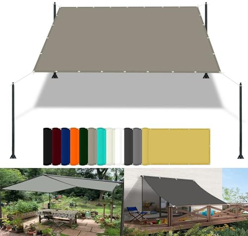 Rettangolare Tenda a Vela 3 x 4 m Impermeabile Tessuto Ombreggiante con Occhielli Protezione Raggi UV HDPE tenda parasole per Sabbia Balcone Esterni, Cachi