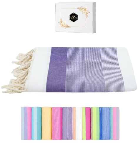 Sandrella Hamamtuch Sauna Damen & Herren groß 100x200 Baumwolle Strandtuch Decke Pestemal | violett