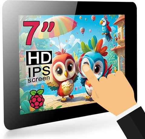 OSOYOO Display touch screen RPi DSI da 7 pollici per Raspberry Pi 5, 4, 3 Modello A, B - 800x480 IPS Monitor, Plug-and-Play, compatibile con Raspberry Pi OS, Ubuntu Kali RetroPie, ecc