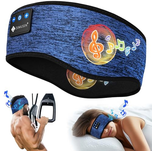 ZUMUSEN Schlaf kopfhörer Stirnband Bluetooth 5.4, Super Weiche 16 Stunden Wiedergabe Sleep Headphones Sportskopfhörer für Männer und Frauen,Stirnband Kopfhörer mit Mikrofonen für Training,Joggen,Yoga