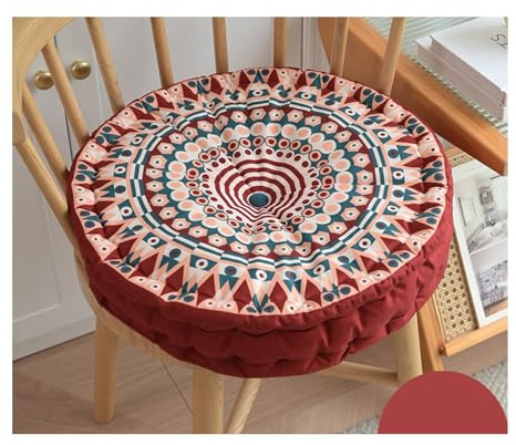 Sitzkissen Garten Bunt mit Griff 45 cm, Sesselauflage Outdoor, Sitzerhöhung Stuhl, Stuhlkissen Rund, Bodenkissen Boho, Sitzkissen Sessel Senioren für Stuhlerhöhung Erwachsene Auto Gartenstuhl(W1)