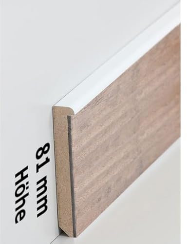 PROVISTON - Battiscopa in MDF, 13 x 81 x 2500 mm, anima in MDF, 12,5 m, 5 pezzi
