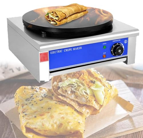 DPLXQPP Máquina Pizza Eléctrica 40cm,Máquina Tortitas Antiadherente Temperatura Ajustable,Sartén Antiadherente Temperatura Ajustable 50-300℃,110V