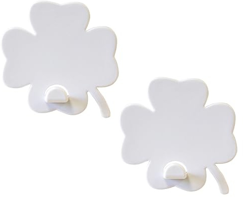 KalaMitica - Lot de 2 crochets muraux magnétiques avec aimant puissant - Trèfles à quatre feuilles blancs