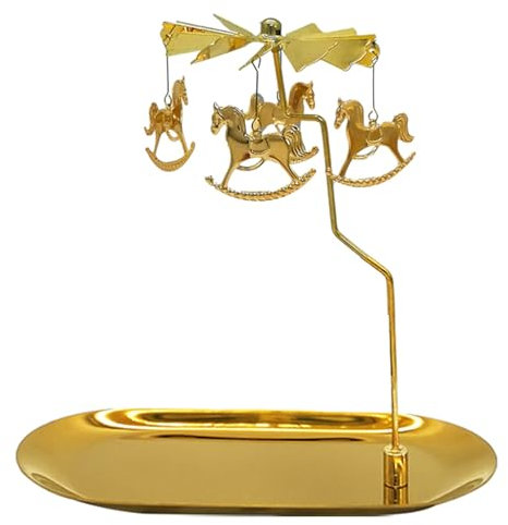 Windlicht Teelichtkarussel Kerzenhalter Motiv Schneeflocke Windlichter Goldener Drehbarer mit Fantasie Fee für Valentinstag Deko Geschenk Hochzeit Wohnzimmer Tischdeko (Stil 3)
