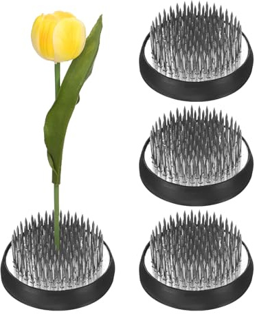 M METERXITY 4-Pack Flower Frog 2 Round Steel Flower Pins Flower Frog Holder Flower Arranger W Rubber Base Floral Frog for Arrangements Vase/Plant Decoration/Home Decor [1.1cm Pins]