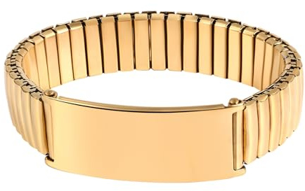 JewelryWe Personalisiert Elastisch Armband Herren Edelstahl Stretch-Armband mit Gravur 14m Breit Chunky Dick Maschette Armreif, Beideseitig Individuell Schriftbar, Geschenk für Männer Freund