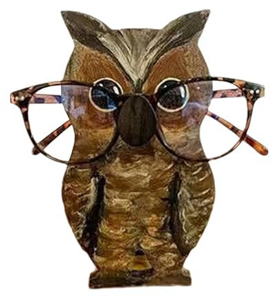 Holztier-Brillenständer, niedlicher Tier-Glashalter-Ständer, Haustier-Brillen-Halter, Tierbrillenhalter, Holz-Brillenhalter für mehrere Brillen, Geschenk für Geburtstag und Urlaub (Eule)