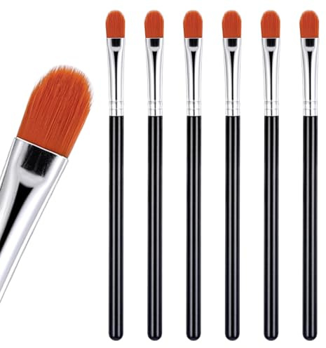 Qianyu 6 Pcs Flat Eye Shadow Primer Applicator Brush for Blending Concealer Small Makeup Concealer Eyeshadow Brow Brushes Liquid Shadows and Eye Primer Base Makeup Tool Concealing Small Imperfection