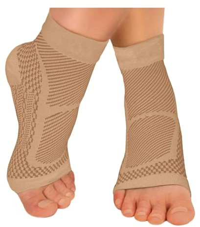 Cavigliera 1 paio di cavigliere a compressione - allevia la tendinite di Achille, il dolore alle articolazioni. Calzino for fascite plantare con supporto for l'arco plantare cavigliera elastica(Beige,