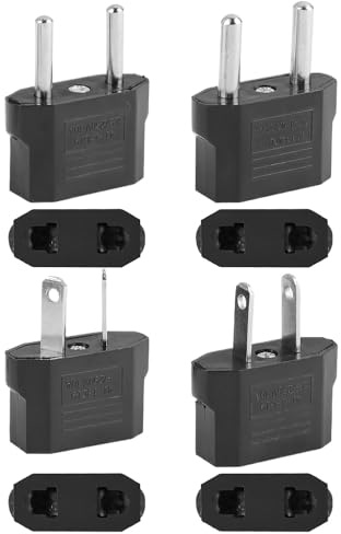 Vidacharmy 4pcs France-USA/Australia/Rest of Europe Travel Adapter 125V-250V 6A 500W Compatible with: USA/Canada/Japan/Thailand/China/Australia/New Zealand/Pay