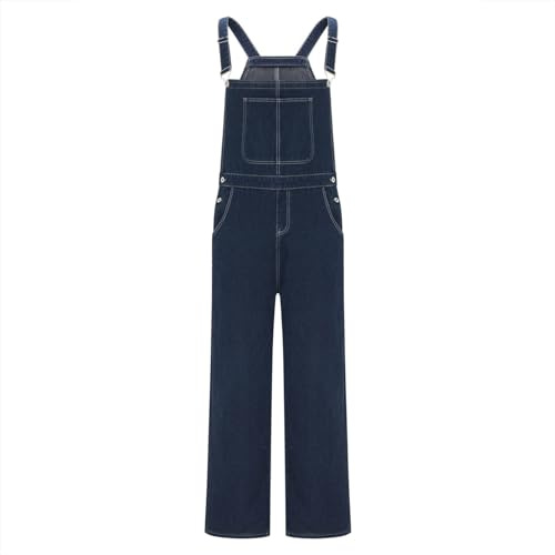 Combinaison Denim Homme Salopette de Travail Jeans Technologie Salopette Multi-Poches Pantalon Baggy Réglable Décontractée Coupe Lâche Barboteuses Droit Jogging Streetwear en Plein Air Grande Taille