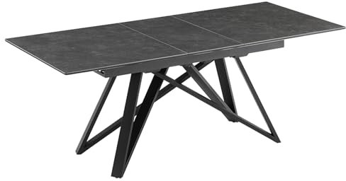 Riess Ambiente Ausziehbarer Esstisch Atlas - 160-200cm - Graphit grau - Keramik schwarz Metall Esszimmertisch Tisch Konferenztisch