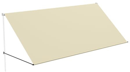 QEENTOE 300x145cm Fallarmmarkise Markise Fenstermarkise – Wetterfeste Balkonmarkise aus Stahl – UV-beständiger Sonnenschutz für Fenster, Balkon & Terrasse (Beige)