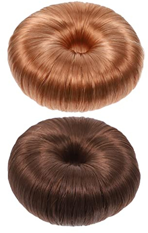 DECOMELODY Haarknoten Donut Maker und Ordentlichen Haar Dutt aus Kunststoff 2 Stück mit Elastischen Haargummis für Voluminöse Hochsteckfrisuren für Lockiges Haar