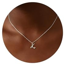 SLOONG Halskette Damen Silber Kette mit Buchstaben Hypoallergene Silberkette Damen mit Anhänger Kette Silber Schmuck Geschenke für Mama Frauen Mädchen Freundin Kinder