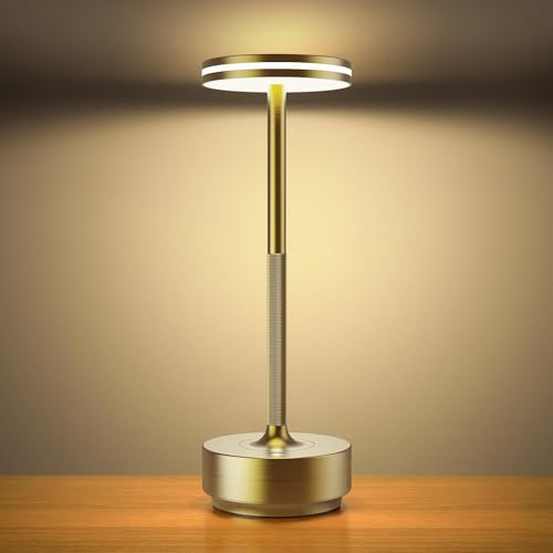 Hapfish LED Tischlampe Akku, 5000mAh Touch Tischleuchte Dimmbar Bronze