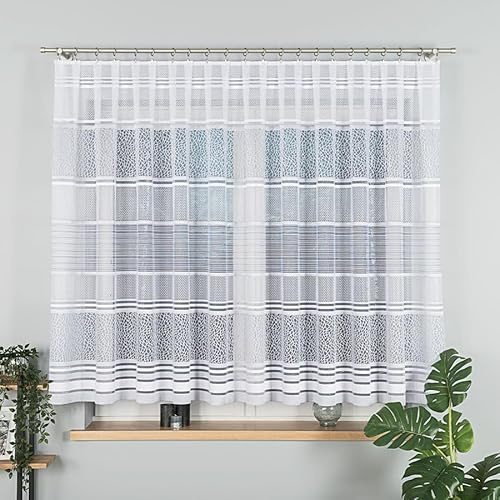 Gardinen Vorhangen Weiß Jacquard 300x180 cm (BxH) Simona Moderne Fertiggardine Streifen Auf Kräuselband Wohnzimmer Vorhang Pflegeleicht Und Blickdicht