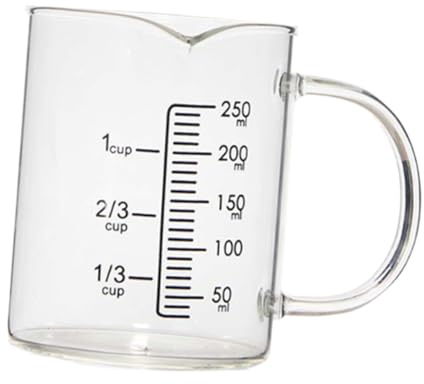 IWOWHERO Vaso Medidor de Vidrio con Vertedor Taza para Jugos y Leche Copa de Transparente para Cocina y Bebidas Diseño Estable para Uso Doméstico y Profesional
