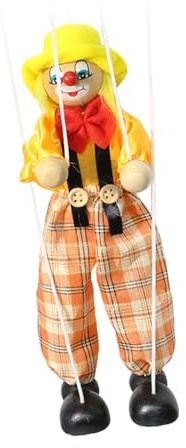 YIXANNX Pull String Puppe Vintage Holz Lustige Gemeinsame Aktivität Hand Marionette Spielzeug Kinder Clown Handwerk Spielzeug Schule, Gelb
