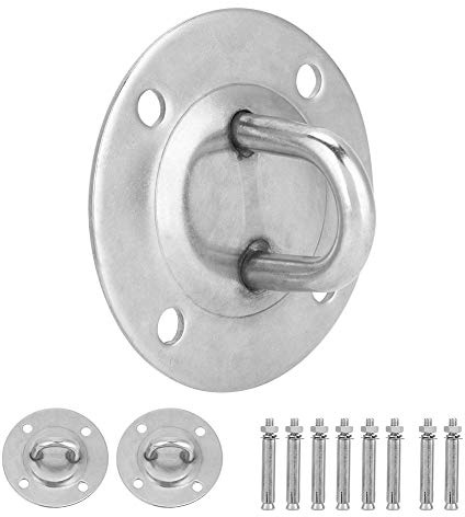 ERYUE Yogahängmatta i Rostfritt Stål Stabilt Takspänne Krok Fast Skiva för Aerial Yoga Silver 2 Fästen