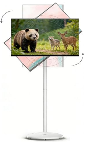 BEESOM Grande Télévision,Téléviseur Intelligent Portable,27 Pouces 4k Uhd,8go+128go,écran Tactile Rotatif+Batterie Intégrée,TV sur Pied avec roulettes,pour Salles Jeux,événements Extérieurs 23in