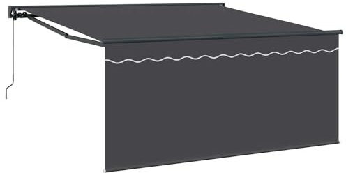 LKJephalotrop Tenda avvolgibile antracite, 350 x 250 cm, braccio articolato manuale, protezione solare per terrazza e giardino, robusto telaio in alluminio verniciato a polvere, tenda da sole in