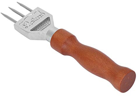 AUNMAS Pic à Glace en Acier Inoxydable avec Manche en Bois, pour, Restaurants, KTV, Usage Domestique, 7,1 à 9,3 Pouces, Résistant à la Rouille, Robuste, (Petite fourchette à glace à trois têtes)