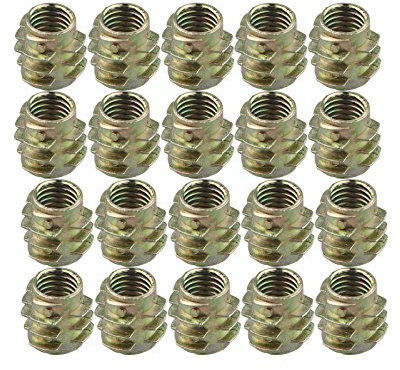 HALJIA 20 pcs M8 x 13 MM Insert Écrou meubles en bois Filetage Vis Bride Attaches à douille hexagonale pour lits Berceau d'armoire