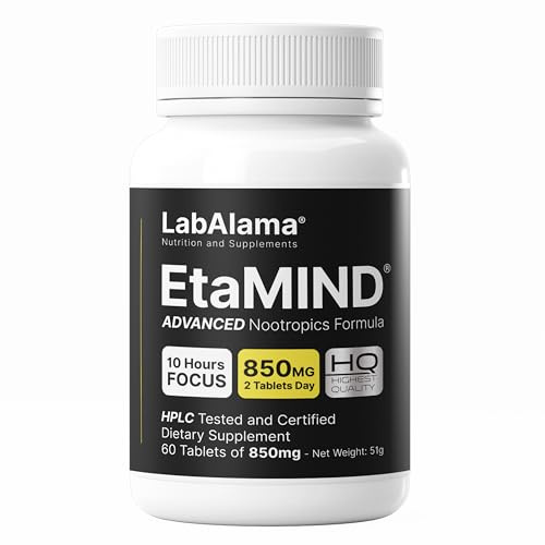 Labalama ETAMind Integratore nootropo - Focus Mentale, Energia e Attenzione - 60 compresse da 850mg (1 Confezione)