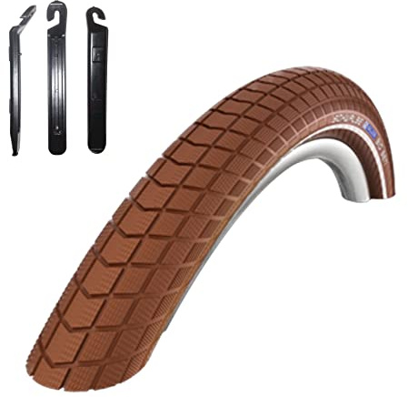1 x Schwalbe Big Ben Fahrradreifen Fahrradmantel mit Reflex in Braun 55-559 (26 x 2.15) inkl. 3 Reifenheber