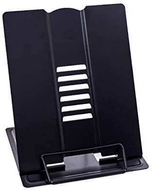 Elonglin Buchständer für PC Schreibtisch zum Lesen, für Kochbuch, faltbar, Tablets, iPad, Lehrbücher, Bambus, Buchhalter, Kochen, Rezepte, Musikbuch, Mehrzweck, tragbar, verstellbar width 21cm Schwarz