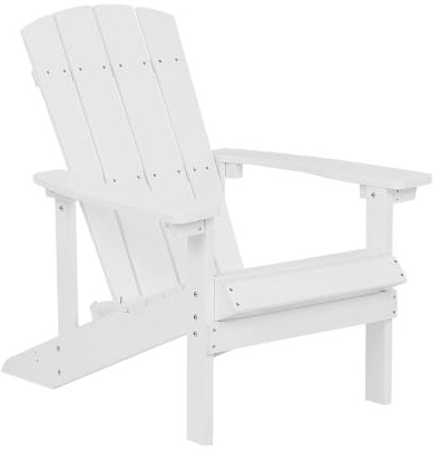 Beliani Moderner Muskoka Gartenstuhl in Weiß mit Breiten Armlehnen Adirondack