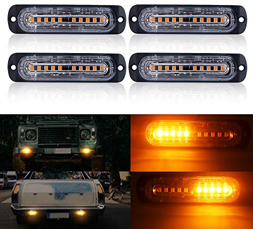 4PCS Luce Stroboscopica Emergenza,10LED(4D) Lampeggiante Emergenza Avvertimento Luci Emergenza luci stroboscopiche Orange 12V-24V per Camion Auto Rimorchio Trattore