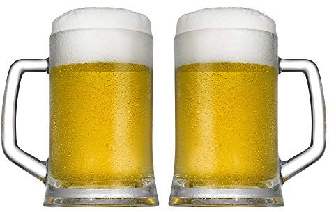 Queensway Home & Dining 660ml Beer Pub Ale Glass Mug Set Modern Handle Stein Drinking Tankards Set of 2