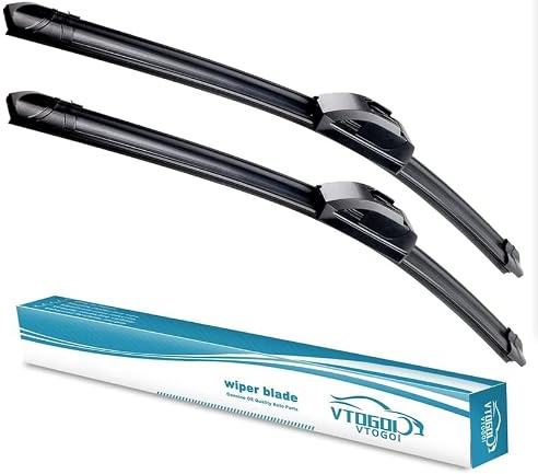 VTOGOI OEM Quality 24''+18'' Premium All-Season Auto Windshield Natural Rubber J-Hook Wiper Blades(Pack of 2)