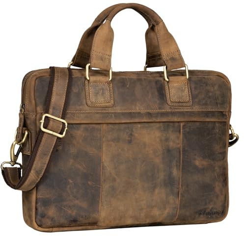 STILORD Andrew Vintage Business Ledertasche Klassische Aktentasche für Herren und Damen 13,3 Zoll Laptoptasche für Arbeit Büro Aufsteckbar Farbe:Calais - braun