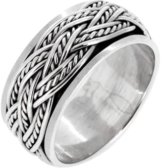TreasureBay Ring für Herren, 10 mm breit, keltischer Knoten, 925er Sterlingsilber, zum Stressabbau, erhältlich in den Größen 59 - 72