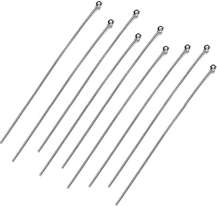 My-Bead 40 Stück Kettelstifte Nietstifte 925 Sterling Silber 70mm x 0,5mm Kopf Ø 1,8mm für Ohrhänger Schmuckherstellung