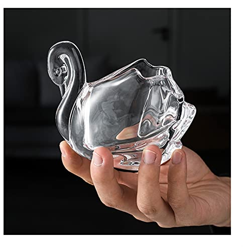 RAN-Sucriers Bol à sucre en verre clair, coiffe de cristal de conception de cygnes, Jar de rangement de sucre 2.5 onces, porte-rangements de cuillère pour la maison et la cuisine